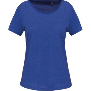 T-shirt Dames XS Kariban Kraag met onafgewerkte rand Korte mouw Ocean Blue Heather 80% Katoen, 20% Polyester