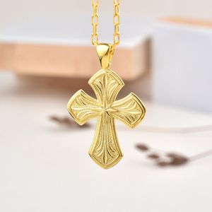North Star in het midden van kruis hanger ketting Gold Polished 26 inches