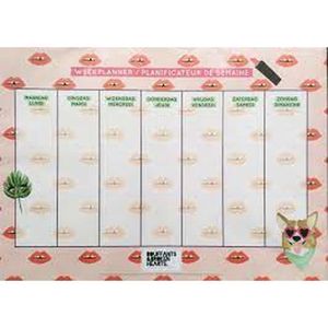 Weekplanner Bouffants & Broken Hearts - Roze / Multicolor - Papier - 42 x 30 cm - Planner - Week - Weekplanning
