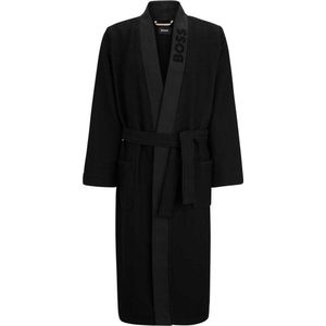 BOSS Waffle Kimono - heren ochtendjas (middeldik) - zwart - Maat: XL