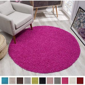 Tapijtenloods Loca Shaggy Rond Vloerkleed Roze Hoogpolig- 150 CM ROND