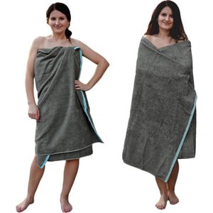 XL Sauna handdoek badhanddoek SPA katoen 180 x 100 cm sauna handdoek sauna handdoek donker grijs/mint