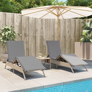 vidaXL Ligstoelen Set met Tafel - Beige Ligstoelen - Loungestoel - Tuinset - Buitentijd - Relaxen - Patioset - Garden Furniture - Outdoor Living