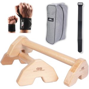 Houten Calisthenics Parallettes met Polsbeschermers - Duurzame Dip en Push Up Bars voor Effectieve Workouts