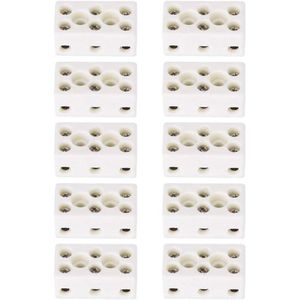 3 Way 24A Ceramic Terminal Block Wire Connector - Heat Resistant Porcelain Terminal Block for Electrical Wiring - Pack of 10