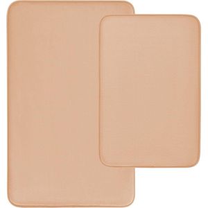 2-delige ultra dikke badmat, traagschuim, antislip, badkamertapijt, badmatset, 2-delig, douchemat, badmatset, badkamergarnituur 40 x 60 cm + 50 x 80 cm, beige