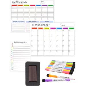 Magnetische Weekplanner Whiteboard set - Planners voor de Koelkast - Maandplanner - Familieplanner - Planbord - Gezinsplanner