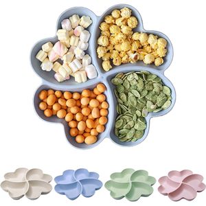 Set van 4 creatieve snackborden, snackborden met compartimenten, grote snackborden, kinderen, antislip en duurzame snackborden met compartimenten voor snacks, noten, desserts, fruit en snackbakje.