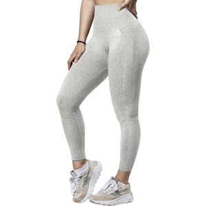 Mewave - Sportlegging licht grijs - Dames - Sportbroek - Sportkleding - Yoga legging - Hardloopbroek - Tiktok - Fitness - Maat S