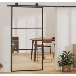 vidaXL Schuifdeur - Schuifdeuren - Glijdeur - Glijdeuren - Schuifdeur met beslag 102x205 cm aluminium en ESG-glas