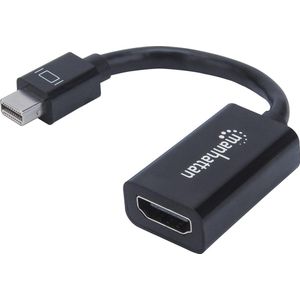 Manhattan 151528 Mini-displayport Adapter [1x Mini-DisplayPort stekker - 1x HDMI-bus] Zwart 12.00 cm