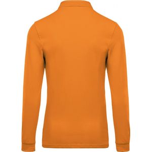 Polo Heren XL Kariban Kraag met knopen Lange mouw Orange 100% Katoen