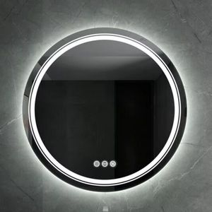 Smart Badkamerspiegel LED - Rond - 90cm - Touchscreen - Waterdicht - Bluetooth & Anticondens