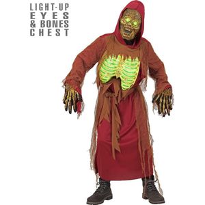 Widmann - Zombie Kostuum - Zombie Skelet Elektro - Jongen - Rood, Bruin - Maat 164 - Halloween - Verkleedkleding