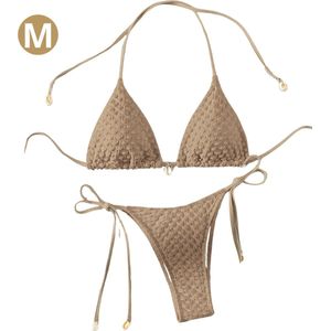 Nivard Bikini Dames - Meisjes Bikini - Badpak - Push Up - Vrouwen Badkleding - Zwemmen - Sexy Set - Top & Broekje - Koffiekleur - Maat M