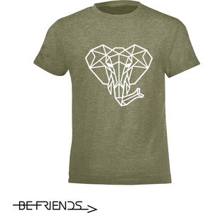 Be Friends T-Shirt - Olifant - Vrouwen - Kaki - Maat S