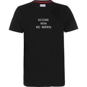 Re-Born Slogan T-shirt Score Korte Mouw Unisex - Zwart - Maat XL