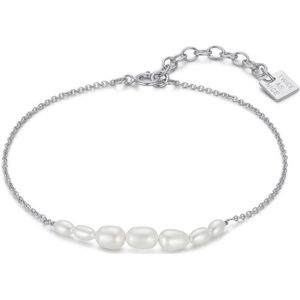 Twice As Nice Armband in zilver, zeven zoetwaterpareltjes 19 cm