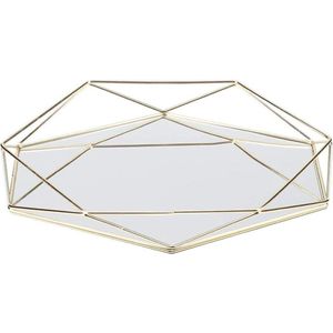 Gouden spiegel dienblad - gouden glazen opbergdienblad met vintage design voor badkamer en make-uptafel