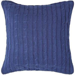Homescapes kabelgebreide kussenhoes in donkerblauw, 100% katoen, 45 x 45 cm