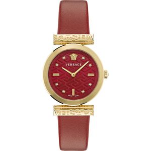 Versace Regalia VE6J00423 Horloge - Leer - Rood - Ø 34 mm