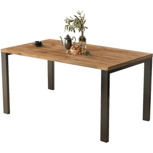 Ronde Uitschuifbare Eettafel – Ø 100-138 cm – Hout met Fineer – Industrieel Design – 4 Personen – Metalen Onderstel – Eettafel Uitschuifbaar Rond – Ø 110 cm – Ronde Eettafel Hout – Keukentafel – 76 cm Hoog – Scandinavisch & Industrieel