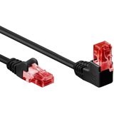 CAT 6 patchkabel 1x 90° haaks, U/UTP zwart 3 M - Netwerkkabel - Computerkabel - Kabel