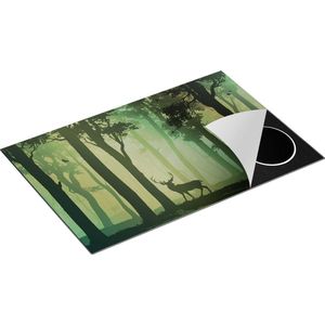 Chefcare Inductie Beschermer Hert in het Bos - Silhouet - 83x51,5 cm - Afdekplaat Inductie - Kookplaat Beschermer - Inductie Mat