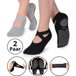Malinsi® 2-Pack Yoga Sokken Antislip Dames - Pilates Yogasokken - Ballerina Pilatessokken - Ballerinas
