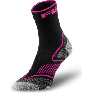Merino wollen sokken - Warme sokken voor de winter met echt merino wol - R2 - Challenge Fietssokken - Zwart/Roze - Maat S (35 - 38)