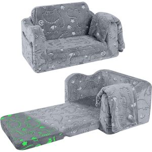 NMS® Kindersofa - Kinderzetel - Kinderbank 2 in 1 - 42x29x50cm - Grijs