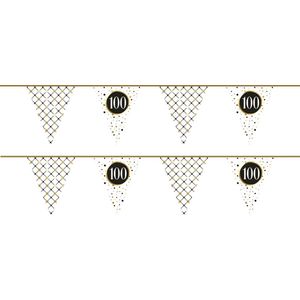 Haza Vlaggenlijn - 100 jaar - 3 ST - verjaardag versiering - leeftijd - vlaggetjes slinger - 6 m