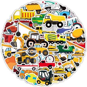Voertuigen Stickers voor Kinderen - 50 stuks - 4x6CM - Stickers met o.a. een kraan, tractor, fiets, brandweerwagen, vliegtuig etc.