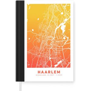 Notitieboek - Schrijfboek - Stadskaart - Haarlem - Oranje - Geel - Notitieboekje klein - A5 formaat - Schrijfblok - Plattegrond