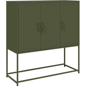 vidaXL - Hoge - kast - 100,5x39x107 - cm - staal - olijfgroen