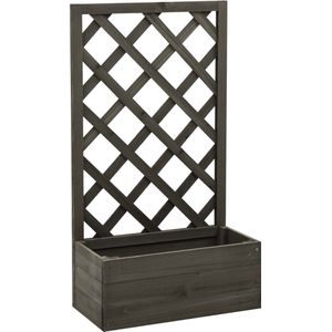 Plantenbak met klimrek - Bloembak - Weerbestendig - Met trellis - Buiten - Hout - Plantenrek - 18 Liter - Grijs