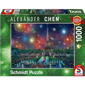 Vuurwerk bij de Eiffeltoren, 1000 stukjes Puzzel