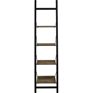 Decoratie Ladder - 40x55x220cm - Naturel/Zwart - Mangohout/IJzer- handdoekladder, decoratie ladder, wandrek ladder, decoratie trap, decoratierek, ladderrek, houten ladder, handdoekrek badkamer, ladder handdoekenrek