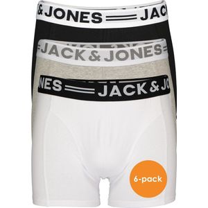 Jack & Jones heren boxers Sense trunks (6-pack) - zwart - wit - grijs - Maat: XL