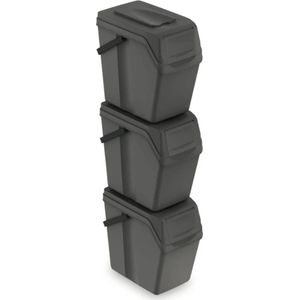 Afvalscheidingsbakken - 3x25L - grijs