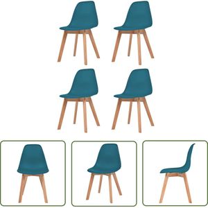 The Living Store Eetkamerstoelen - Kunststof - Turquoise - 46.5 x 47.5 x 83 cm - Vlekbestendig