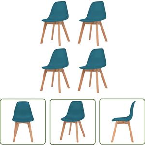 The Living Store Eetkamerstoelen 4 st kunststof turquoise - Eetkamerstoelen - Turkoois Meubels - Plastic Stoelen - Comfortabele Stoelen - Trendy Stoelen