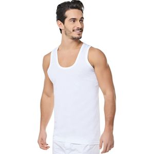 2 Pack Onderhemden - Hemden heren - Singlet Heren - Onderhemd heren - Wit - 100% Katoen - Mouwloos - Heren ondergoed - Ronde hals - Maat XL