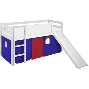 Halfhoogslaper Blauw-Rood met tent en glijbaan