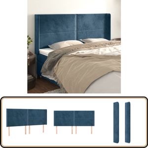 vidaXL Hoofdbord - 163x16x118/128 cm - Fluweel - Donkerblauw Hoofd Bord - Bedhoofdbord - Klassiek Hoofdbord - Velvet Hoofdbord - Blauw Hoofdbord