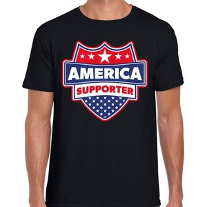 America supporter schild t-shirt zwart voor heren - Amerika/USA landen t-shirt / kleding - EK / WK / Olympische spelen outfit M