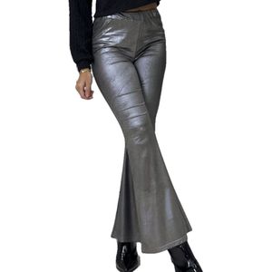 Dilena fashion Flair metalic zilver lederlook broek