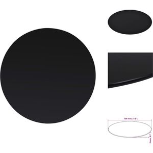 vidaXL Tafelblad - Gehard glas - 700 mm diameter - 8 mm dikte - Zwart - Tafelonderdeel