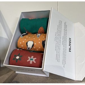 Veraluna sokken giftbox - Biologisch katoen - maat 43-46 - sneeuwster - herfstblaadjes