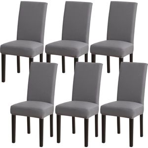 Stretch Stoelhoezen Set van 6 - Afneembare en Wasbare Beschermhoezen voor Meubels - Ideaal voor Feesten en Hotels - Grijs